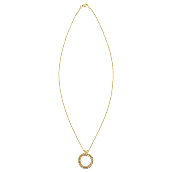 14K Tri Color Gold Interlocking Circle Pendant Necklace