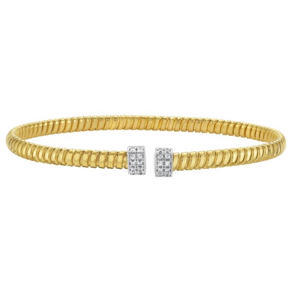 14K Yellow Gold Endcaps Tubogas Cuff Bangle (3.90 mm) - Image 2
