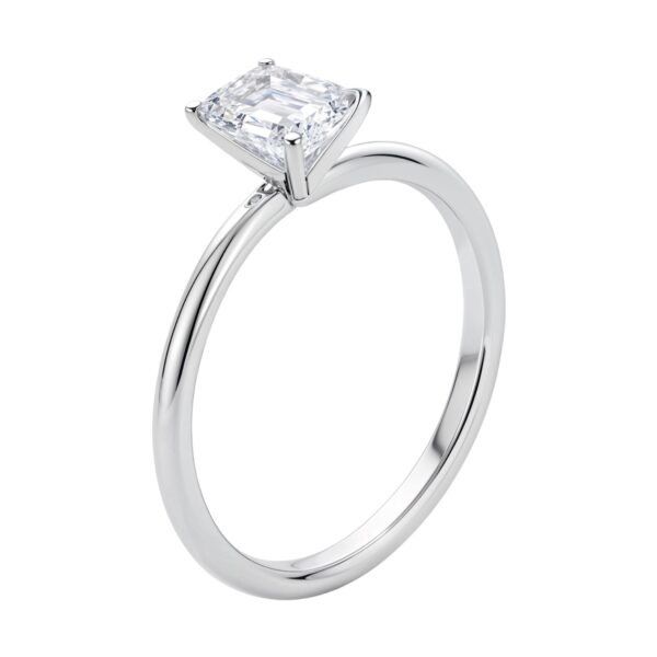 1 Carat Emerald Lab Grown IGI G/VS1 Diamond Solitaire Ring in 14K White Gold - Image 3