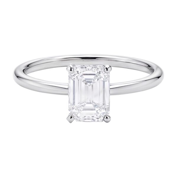1 Carat Emerald Lab Grown IGI G/VS1 Diamond Solitaire Ring in 14K White Gold - Image 4