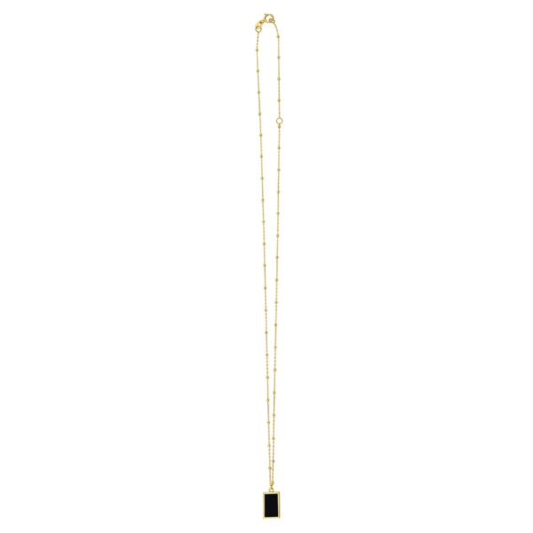 Onyx Geometric Rectangle Necklace in 14K Yellow Gold - Image 2