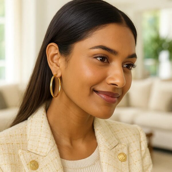 Medium Wedding Hoop Earrings in 14K Yellow Gold - Image 3