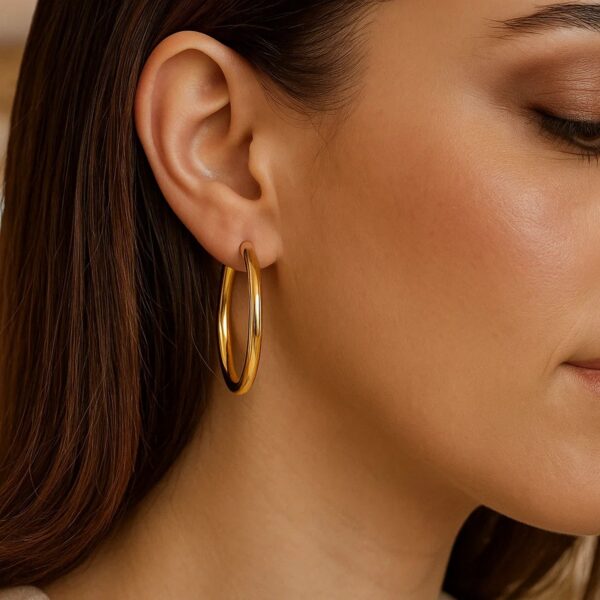 Medium Wedding Hoop Earrings in 14K Yellow Gold - Image 4