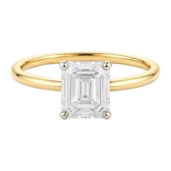 1 Carat Emerald Lab Grown IGI G/VS1 Diamond Solitaire Ring in 14K Yellow Gold - Image 4