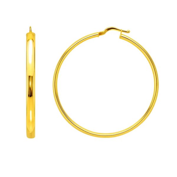 Large Wedding Hoop Earrings in 14K Yellow Gold - Image 2