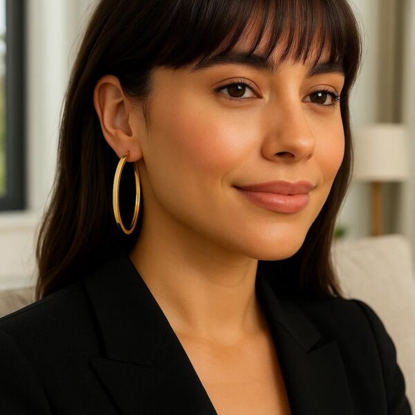 Large Wedding Hoop Earrings in 14K Yellow Gold - Image 3