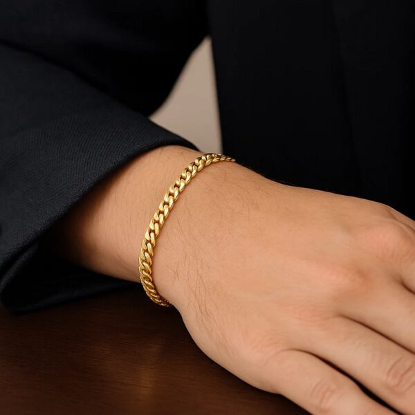 10k Yellow Gold Classic Miami Cuban Solid Bracelet (4.90 mm) - Image 4