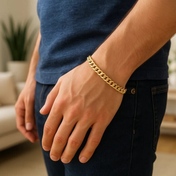 10k Yellow Gold Classic Miami Cuban Solid Bracelet (4.90 mm) - Image 5