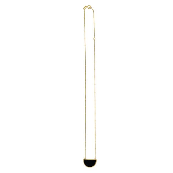 Onyx Geometric Half Moon Necklace in 14K Yellow Gold - Image 2