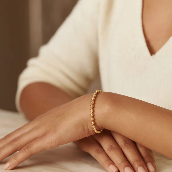 Moon Cut Bead Chain Bracelet in 14k Yellow Gold  (4.00 mm) - Image 4