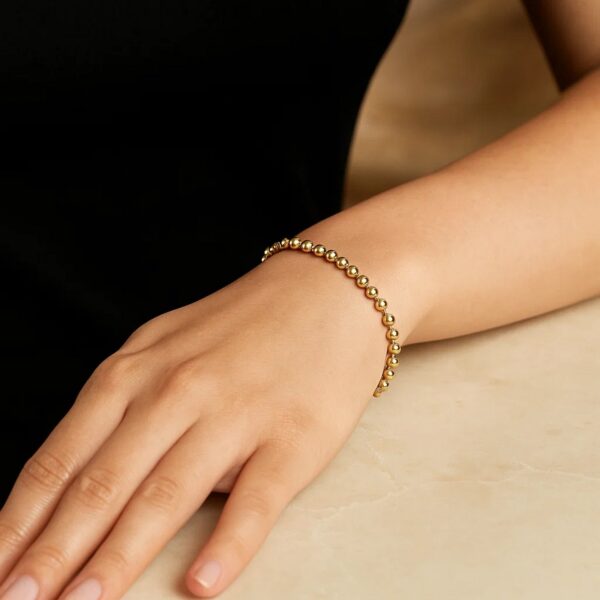 Moon Cut Bead Chain Bracelet in 14k Yellow Gold  (4.00 mm) - Image 5