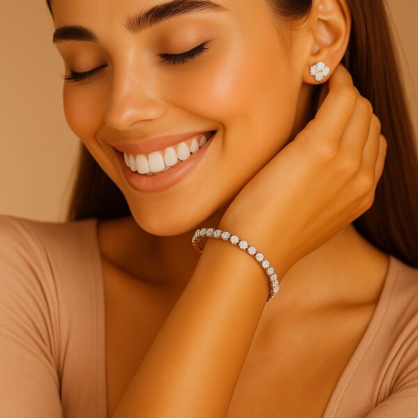 Lab Grown Round Diamond Tennis Bracelet in 14k Yellow Gold(5 cctw  F/G  VS2/SI1) - Image 4
