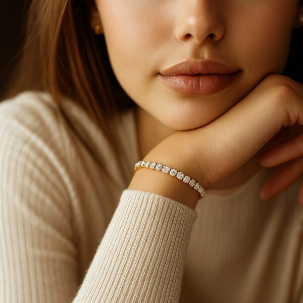 Lab Grown Round Diamond Tennis Bracelet in 14k Yellow Gold(5 cctw  F/G  VS2/SI1) - Image 5