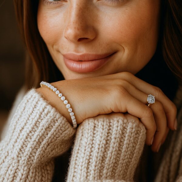 Lab Grown Round Diamond Tennis Bracelet in 14k Yellow Gold(5 cctw  F/G  VS2/SI1) - Image 6