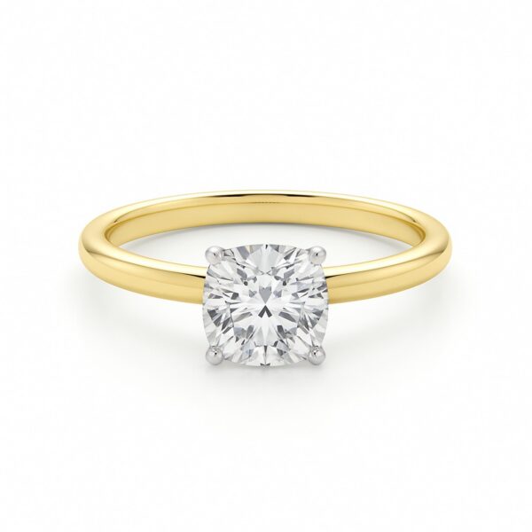 1 Carat Cushion Lab Grown IGI G/VS1 Diamond Solitaire Ring in 14K Yellow Gold - Image 4