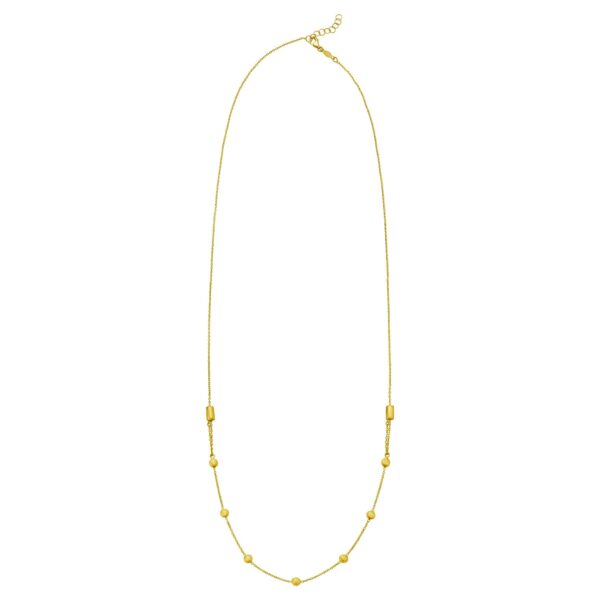 14K Yellow Gold Adjustable Bead Link Necklace - Image 2