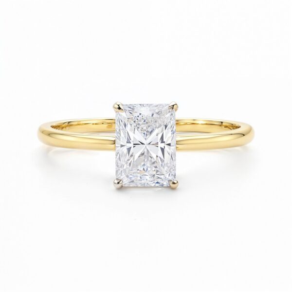 1.50Ct Radiant Lab Grown IGI G/VS1 Diamond Ring in 14K Yellow Gold - Image 4