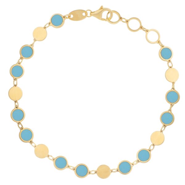 Turquoise Composite Gem Alternating Bracelet in 14K Yellow Gold (5.00 mm) - Image 2
