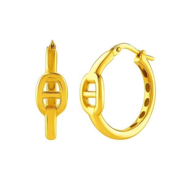 Puff Mariner Hoop Earrings in 14K Yellow Gold (21mmx20mm) - Image 2