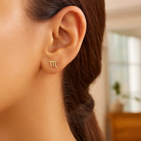 14k Yellow Gold Scorpio Stud Earrings - Image 4