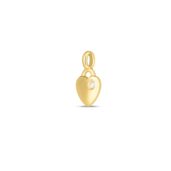 14k Yellow Gold Mini Diamond Heart Charm - Image 2