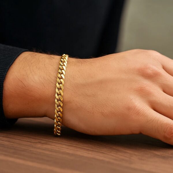10k Yellow Gold Semi Solid Miami Cuban Bracelet (5.00 mm) - Image 4