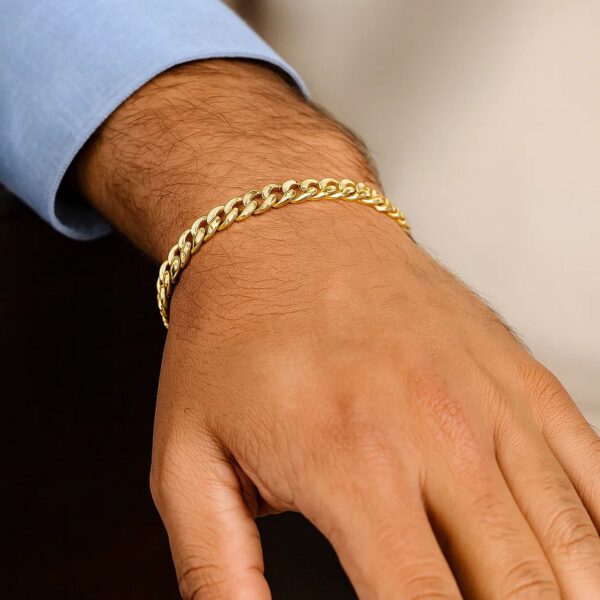 10k Yellow Gold Semi Solid Miami Cuban Bracelet (5.00 mm) - Image 5