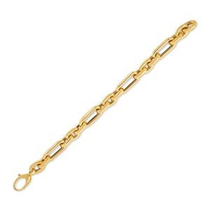 14k Yellow Gold Italian Alternating Paperclip Oval Links Bracelet (9.30 mm)
