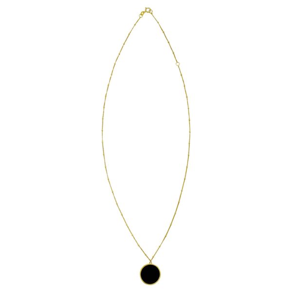 14K Yellow Gold Onyx Inlay Circle Necklace - Image 2