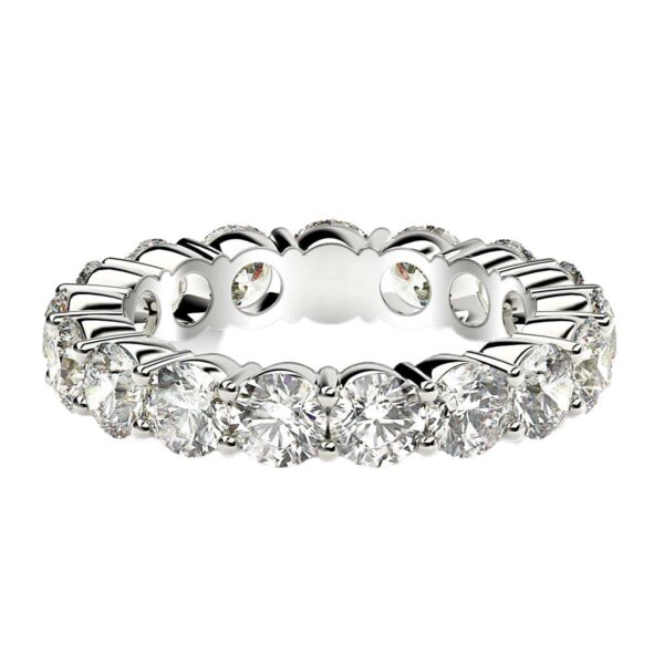 Round Cut Lab Grown Diamond Eternity Ring in 14k White Gold (3 cttw FG/VS2) - Image 2