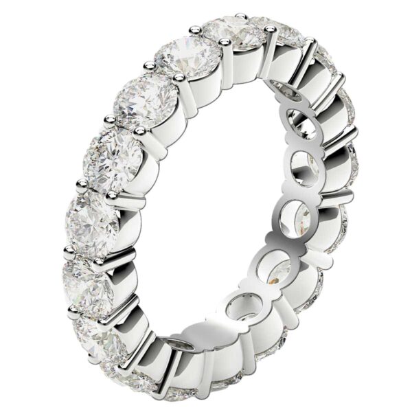 Round Cut Lab Grown Diamond Eternity Ring in 14k White Gold (3 cttw FG/VS2) - Image 4