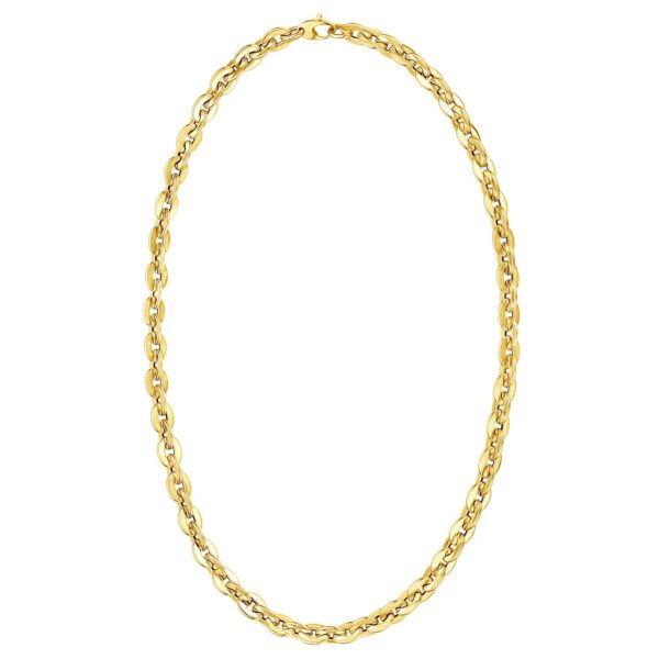 14K Yellow Gold Mirror Rolo Link Chain Necklace (7.30 mm) - Image 2