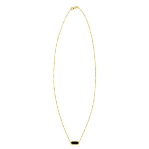 14K Yellow Gold Hexagon Onyx Pendant Necklace