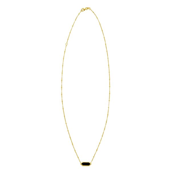 14K Yellow Gold Hexagon Onyx Pendant Necklace