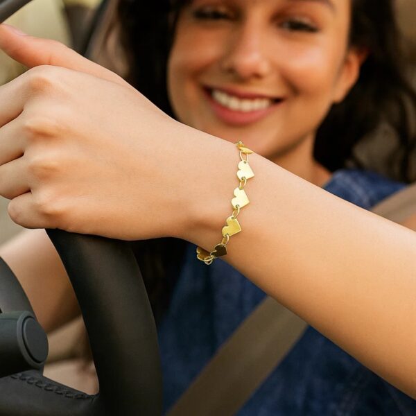 Mirror Heart Chain Bracelet in 10K Yellow Gold (4.70 mm) - Image 3
