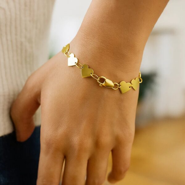 Mirror Heart Chain Bracelet in 10K Yellow Gold (4.70 mm) - Image 4