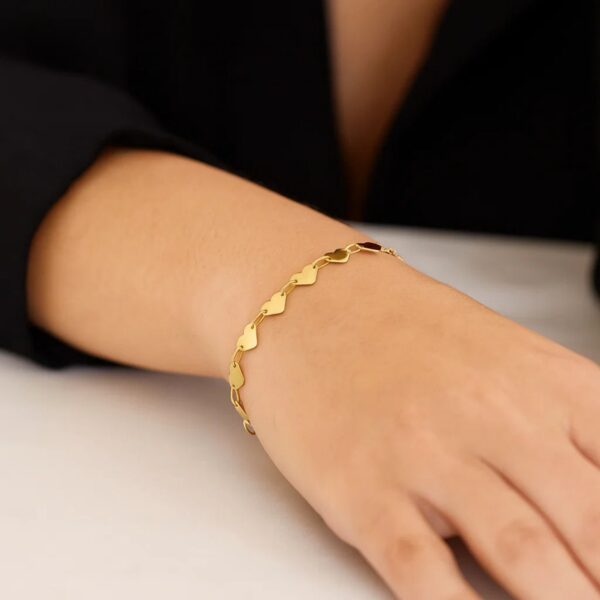 Mirror Heart Chain Bracelet in 10K Yellow Gold (4.70 mm) - Image 5
