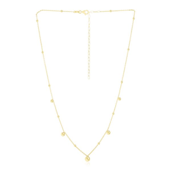 14k Yellow Gold High Polish Beaded Stations Necklace