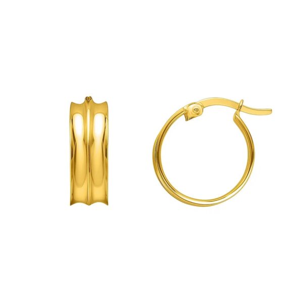 Medium Concave Hoop Earrings in 14K Yellow Gold - Image 2