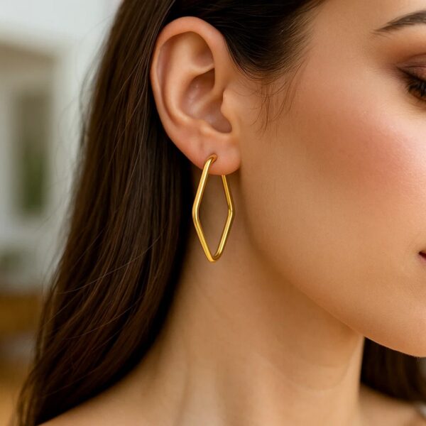 14k Yellow Gold Endless Marquise Hoops - Image 5