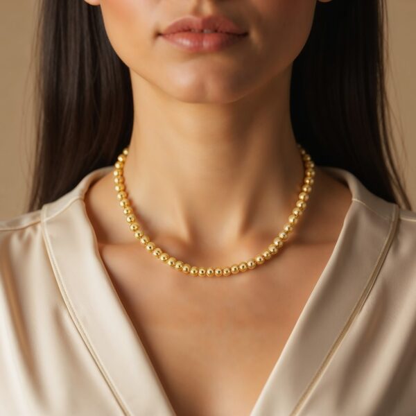 14k Yellow Gold Bead Chain Necklace(4mm) - Image 2