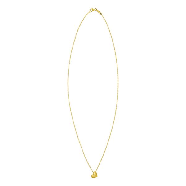 14K Yellow Gold Puffed Mini Heart Pendant Necklace - Image 2