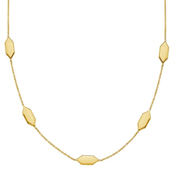 Elongated Hexagon Necklace in 14K Yellow Gold