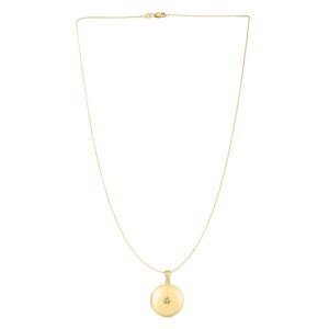 14k Yellow Gold Round North Star Locket Necklace