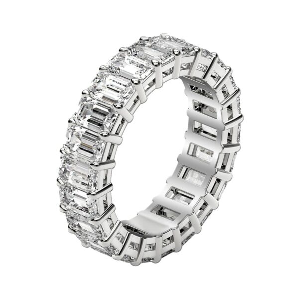 Emerald Cut Lab Grown Diamond Eternity Ring in 14k White Gold (2 cttw FG/VS2) - Image 4