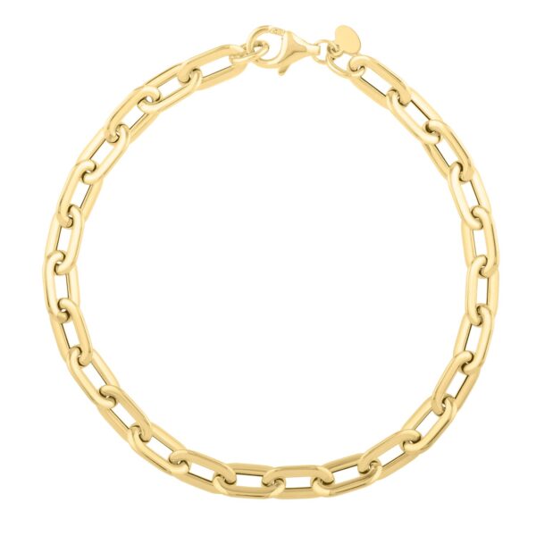 Oval Domed Paperclip Bracelet in 14K Yellow Gold - Image 3