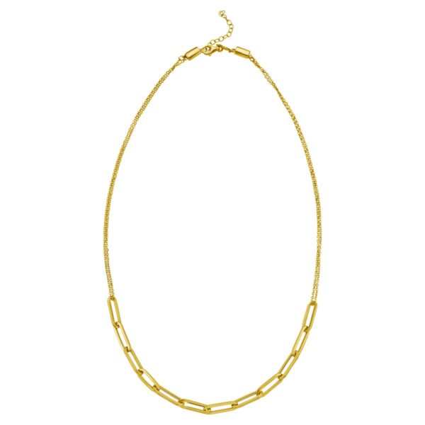 14K Yellow Gold Adjustable Paperclip Link Necklace - Image 2