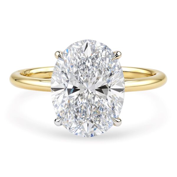 3 Carat Oval Lab Grown IGI G/VS1 Diamond Solitaire Ring in 10K Yellow Gold - Image 4