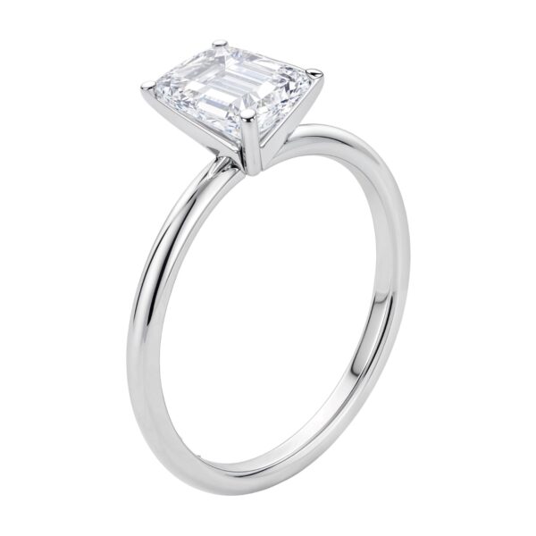 2 Carat Emerald Lab Grown IGI G/VS1 Diamond Solitaire Ring in 14K White Gold - Image 3