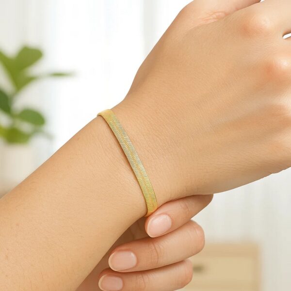 Imperial Herringbone Bracelet in 10k Yellow Gold  (3.80 mm) - Image 4